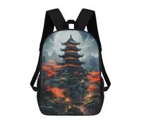 sinyumoney mochila escolar para niños impreso 3D natural japonés árbol mochilas, mochilas de viaje casuales, mochila de día grande para niños, Fantasy Moonlight, 17"
