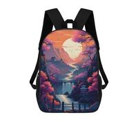 sinyumoney mochila escolar para niños impreso 3D natural japonés árbol mochilas, mochilas de viaje casuales, mochila de día grande para niños, Japanese Sunset 01, 17"