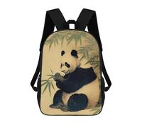 sinyumoney Mochila escolar para niños impresos 3D Moonlight Predator Mochila deportiva para niños y niñas, mochila de moda, Panda Bamboo Japón, 17"