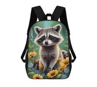 sinyumoney Mochila escolar para niños impresos 3D Moonlight Predator Mochila deportiva para niños y niñas, mochila de moda, Lindo mapache en la pared, 17"