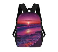 sinyumoney Mochila escolar para niños impresos en 3D Pink Flowers Girls Mochila deportiva para niños y niñas, mochila de moda, Hermosa playa de sol, 17"
