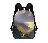 sinyumoney Mochila escolar para niños impresos en 3D Pink Flowers Girls Mochila deportiva para niños y niñas, mochila de moda, Coastal Hills Landscape, 17"