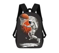 sinyumoney Mochila escolar para niños impresos en 3D Pink Flowers Girls Mochila deportiva para niños y niñas, mochila de moda, Astronaut Baloncesto, 17"