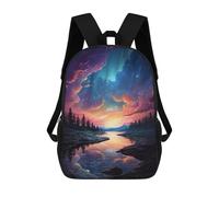 sinyumoney Mochila escolar para niños impresos en 3D Pink Flowers Girls Mochila deportiva para niños y niñas, mochila de moda, River Beneath Epic Sky, 17"