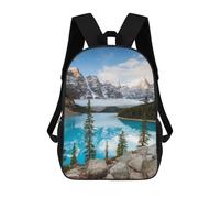 sinyumoney Mochila escolar para niños impresos en 3D Pink Flowers Girls Mochila deportiva para niños y niñas, mochila de moda, Iconic Moraine Lake Banff, 17"