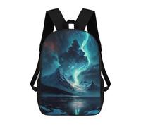 sinyumoney Mochila escolar para niños impresos en 3D Pink Flowers Girls Mochila deportiva para niños y niñas, mochila de moda, Blue Aurora Borealis Sky, 17"