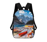 sinyumoney Mochila escolar para niños impresos en 3D Pink Flowers Girls Mochila deportiva para niños y niñas, mochila de moda, Canoas At Moraine Lake, 17"