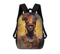 sinyumoney Mochila escolar para niños impresos en 3D The Starry Night Duck Mochila deportiva para niños y niñas, mochila de moda, Painted African Tribal Man, 17"