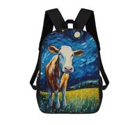 sinyumoney Mochila escolar para niños impresos en 3D The Starry Night Duck Mochila deportiva para niños y niñas, mochila de moda, The Starry Night Cow, 17"