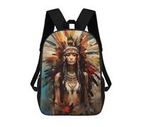 sinyumoney Mochila escolar para niños impresos en 3D The Starry Night Duck Mochila deportiva para niños y niñas, mochila de moda, Painted Native American, 17"