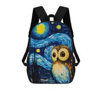 sinyumoney Mochila escolar para niños impresos en 3D The Starry Night Duck Mochila deportiva para niños y niñas, mochila de moda, The Starry Night Owl, 17"
