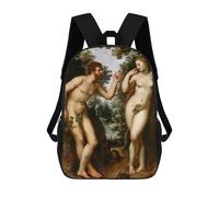 sinyumoney Mochila escolar para niños impresos en 3D The Starry Night Duck Mochila deportiva para niños y niñas, mochila de moda, Adán y Eve Rubens, 17"