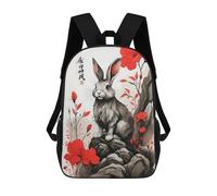 sinyumoney Mochila Escolar Para Niños Japan Rabbit Ink Art Mochila De Moda Para Adolescentes Mochila Informal Para Niños Y Niñas Mochila Escolar Con Impresión 3D 17inch