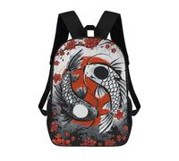 sinyumoney Mochila Escolar Para Niños Japanese Koi Carp Ink Wash Mochila De Moda Para Adolescentes Mochila Informal Para Niños Y Niñas Mochila Escolar Con Impresión 3D 17inch