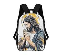 sinyumoney Mochila Escolar Para Niños Jesus Christ in Prayer Illustration Mochilas Para Libros Mochila Informal De Viaje Con Impresión 3D Para Niños Y Niñas Mochila De Gran Capacidad 17inch