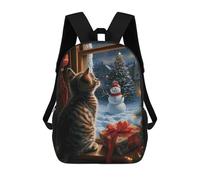 sinyumoney Mochila Escolar Para Niños Kitten Watching Christmas Mochilas Para Libros Mochila Informal De Viaje Con Impresión 3D Para Niños Y Niñas Mochila De Gran Capacidad 17inch