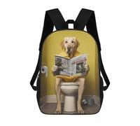 sinyumoney Mochila Escolar Para Niños Labrador on The Toilet Mochilas Para Libros Mochila Informal De Viaje Con Impresión 3D Para Niños Y Niñas Mochila De Gran Capacidad 17inch