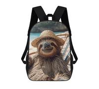 sinyumoney Mochila Escolar Para Niños Lazy at The Beach Mochilas Para Libros Mochila Informal De Viaje Con Impresión 3D Para Niños Y Niñas Mochila De Gran Capacidad 17inch