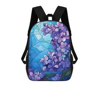 sinyumoney Mochila Escolar Para Niños Lilac Stained Glass Mochilas Para Libros Mochila Informal De Viaje Con Impresión 3D Para Niños Y Niñas Mochila De Gran Capacidad 17inch