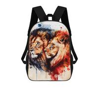 sinyumoney Mochila Escolar Para Niños Lions Couple Watercolor Mochila De Moda Para Adolescentes Mochila Informal Para Niños Y Niñas Mochila Escolar Con Impresión 3D 17inch