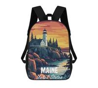 sinyumoney Mochila Escolar Para Niños Maine Lighthouse Sunset Mochilas Para Libros Mochila Informal De Viaje Con Impresión 3D Para Niños Y Niñas Mochila De Gran Capacidad 17inch