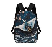sinyumoney Mochila Escolar Para Niños Manta Ray Kintsugi Art Mochilas Para Libros Mochila Informal De Viaje Con Impresión 3D Para Niños Y Niñas Mochila De Gran Capacidad 17inch