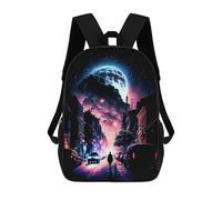 sinyumoney Mochila Escolar Para Niños Moonlit Urban Journey Mochilas Para Libros Mochila Informal De Viaje Con Impresión 3D Para Niños Y Niñas Mochila De Gran Capacidad 17inch