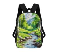 sinyumoney Mochila Escolar Para Niños Mountain Stream Landscape Painting Mochila De Moda Para Adolescentes Mochila Informal Para Niños Y Niñas Mochila Escolar Con Impresión 3D 17inch