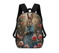 sinyumoney Mochila Escolar Para Niños Mrs. Rabbit in A Rose Garden Mochila De Moda Para Adolescentes Mochila Informal Para Niños Y Niñas Mochila Escolar Con Impresión 3D 17inch