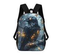 sinyumoney Mochila Escolar Para Niños Mystical Raven with Glowing Feathers Mochilas Para Libros Mochila Informal De Viaje Con Impresión 3D Para Niños Y Niñas Mochila De Gran Capacidad 17inch