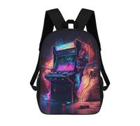 sinyumoney Mochila Escolar Para Niños Neon Arcade Machine Fantasy Mochilas Para Libros Mochila Informal De Viaje Con Impresión 3D Para Niños Y Niñas Mochila De Gran Capacidad 17inch