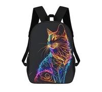 sinyumoney Mochila Escolar Para Niños Neon Cat Mochilas Para Libros Mochila Informal De Viaje Con Impresión 3D Para Niños Y Niñas Mochila De Gran Capacidad 17inch