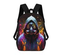 sinyumoney Mochila Escolar Para Niños Neon Gas Mask Artwork Mochilas Para Libros Mochila Informal De Viaje Con Impresión 3D Para Niños Y Niñas Mochila De Gran Capacidad 17inch