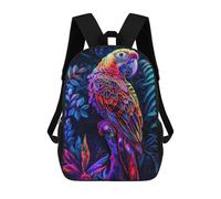 sinyumoney Mochila Escolar Para Niños Neon Parrot in Jungle Mochilas Para Libros Mochila Informal De Viaje Con Impresión 3D Para Niños Y Niñas Mochila De Gran Capacidad 17inch