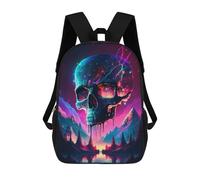 sinyumoney Mochila Escolar Para Niños Neon Skull Reflections Mochilas Para Libros Mochila Informal De Viaje Con Impresión 3D Para Niños Y Niñas Mochila De Gran Capacidad 17inch