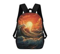 sinyumoney Mochila Escolar Para Niños Ocean Waves Sunset Mochila De Moda Para Adolescentes Mochila Informal Para Niños Y Niñas Mochila Escolar Con Impresión 3D 17inch