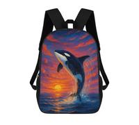 sinyumoney Mochila Escolar Para Niños Orca Breaching at Sunset Painting Mochilas Para Libros Mochila Informal De Viaje Con Impresión 3D Para Niños Y Niñas Mochila De Gran Capacidad 17inch