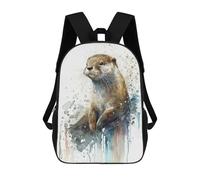 sinyumoney Mochila Escolar Para Niños Otter Joy Watercolor Mochilas Para Libros Mochila Informal De Viaje Con Impresión 3D Para Niños Y Niñas Mochila De Gran Capacidad 17inch