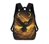 sinyumoney Mochila Escolar Para Niños Owl in Flight with Crescent Moons Mochilas Para Libros Mochila Informal De Viaje Con Impresión 3D Para Niños Y Niñas Mochila De Gran Capacidad 17inch