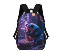 sinyumoney Mochila Escolar Para Niños Panda Eating Noodles in Neon Light Mochilas Para Libros Mochila Informal De Viaje Con Impresión 3D Para Niños Y Niñas Mochila De Gran Capacidad 17inch