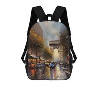 sinyumoney Mochila Escolar Para Niños Paris France Oil Painting Mochila De Moda Para Adolescentes Mochila Informal Para Niños Y Niñas Mochila Escolar Con Impresión 3D 17inch