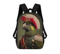 sinyumoney Mochila Escolar Para Niños Parrot in Noble Uniform Mochilas Para Libros Mochila Informal De Viaje Con Impresión 3D Para Niños Y Niñas Mochila De Gran Capacidad 17inch