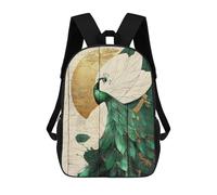 sinyumoney Mochila Escolar Para Niños Peacock with Golden Accents Mochilas Para Libros Mochila Informal De Viaje Con Impresión 3D Para Niños Y Niñas Mochila De Gran Capacidad 17inch