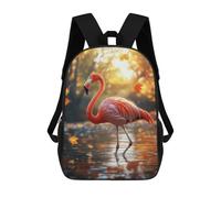 sinyumoney Mochila Escolar Para Niños Pink Flamingo in Autumn Mochilas Para Libros Mochila Informal De Viaje Con Impresión 3D Para Niños Y Niñas Mochila De Gran Capacidad 17inch
