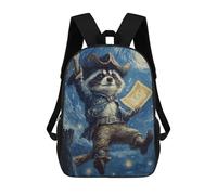 sinyumoney Mochila Escolar Para Niños Pirate Raccoon Mochilas Para Libros Mochila Informal De Viaje Con Impresión 3D Para Niños Y Niñas Mochila De Gran Capacidad 17inch
