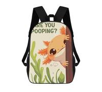Sinyumoney Mochila escolar para niños Pizza Cat in Space Galaxy Mochila escolar para niños, estilo casual y moderno, impreso en 3D, divertido y original, Axolotl Are You Pooping, 17"