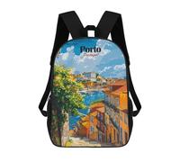 sinyumoney Mochila Escolar Para Niños Porto, Portugal Travel Mochilas Para Libros Mochila Informal De Viaje Con Impresión 3D Para Niños Y Niñas Mochila De Gran Capacidad 17inch
