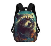 sinyumoney Mochila Escolar Para Niños Raccoon Aviator Artwork Mochilas Para Libros Mochila Informal De Viaje Con Impresión 3D Para Niños Y Niñas Mochila De Gran Capacidad 17inch