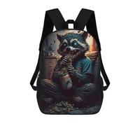 sinyumoney Mochila Escolar Para Niños Raccoon Feast in Chaos Mochilas Para Libros Mochila Informal De Viaje Con Impresión 3D Para Niños Y Niñas Mochila De Gran Capacidad 17inch