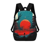 sinyumoney Mochila Escolar Para Niños Red Moon Japan Night Mochila De Moda Para Adolescentes Mochila Informal Para Niños Y Niñas Mochila Escolar Con Impresión 3D 17inch